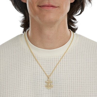 Diamond-Cut Mariners Cross Charm in 10K Gold