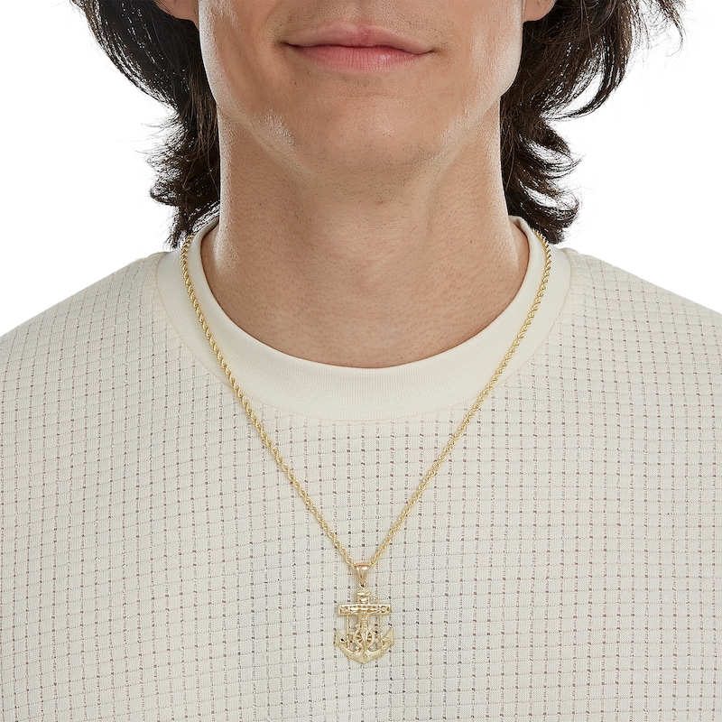Main Image 4 of Diamond-Cut Mariners Cross Charm in 10K Gold