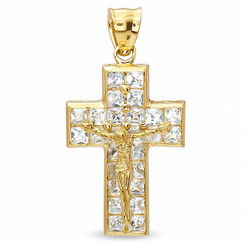 Main Image 1 of 10K Gold CZ Bold Crucifix Necklace Charm