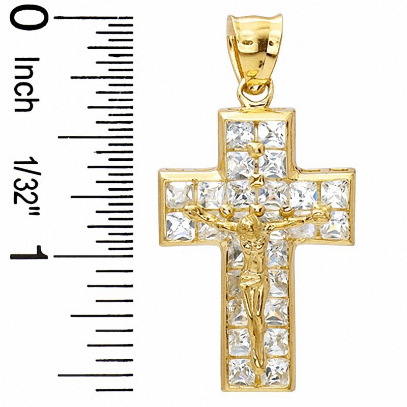 Cubic Zirconia Bold Crucifix Charm in 10K Gold