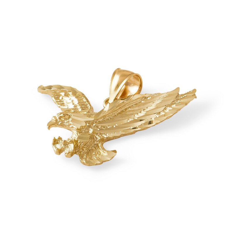 Diamond-Cut Landing Eagle Charm in Solid 10K Gold