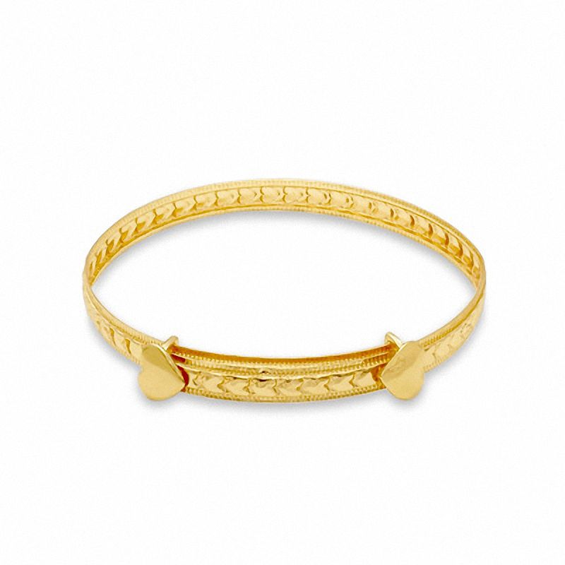 Main Image 1 of Child's Adjustable 10K Gold Heart Bangle
