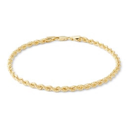 024 Gauge Rope Chain Bracelet in 10K Hollow Yellow Gold - 8&quot;