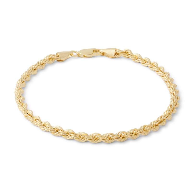 10K Hollow Gold Rope Chain Bracelet - 8"