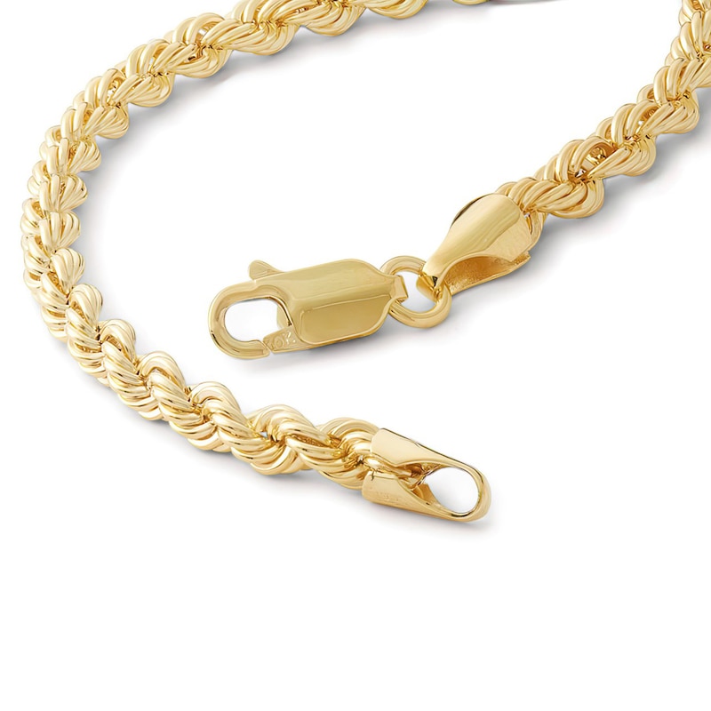 10K Hollow Gold Rope Chain Bracelet - 8"