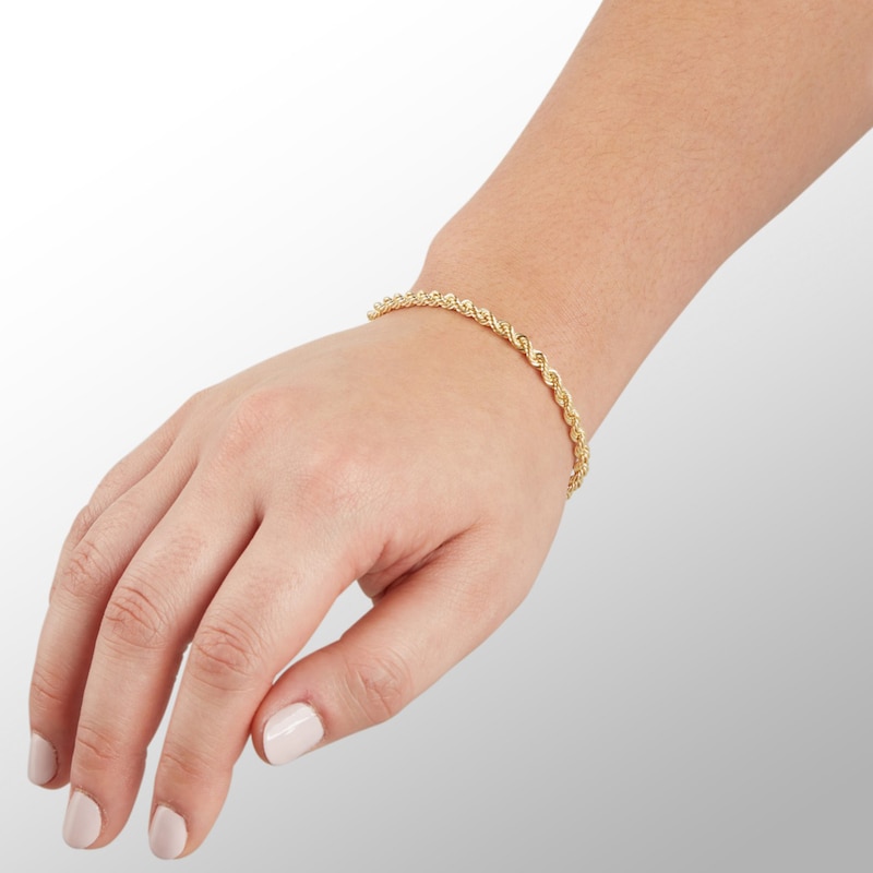 Main Image 3 of 10K Hollow Gold Rope Chain Bracelet - 8"