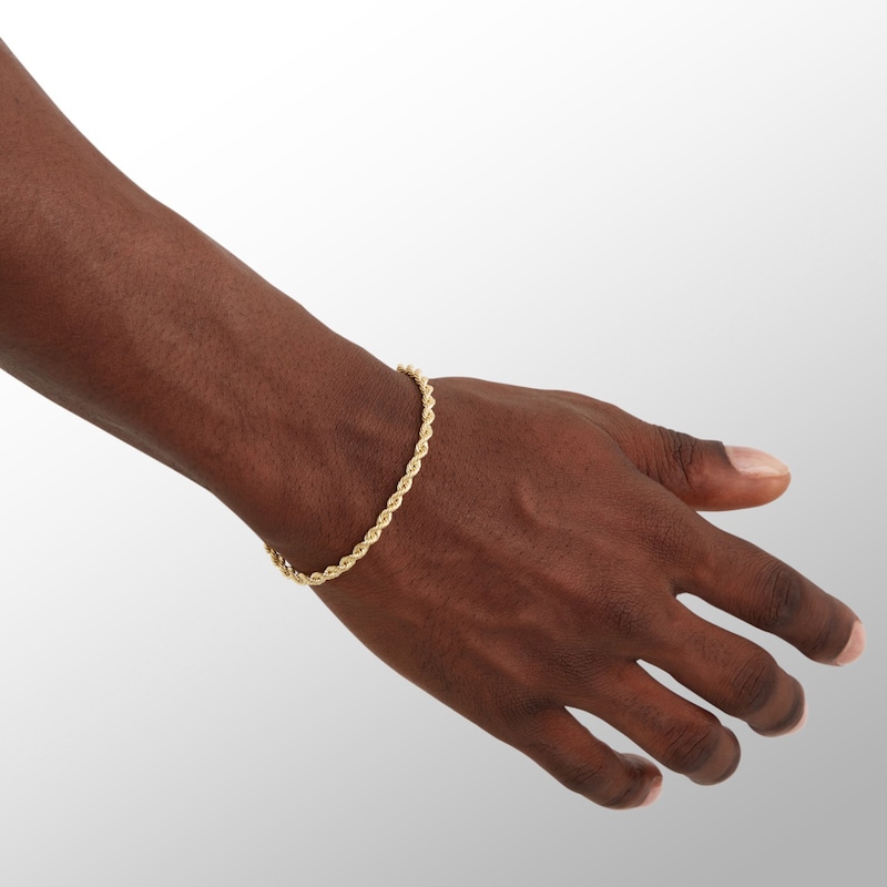 10K Hollow Gold Rope Chain Bracelet - 8"