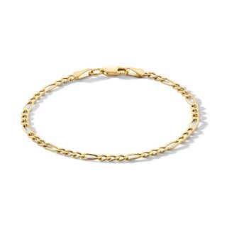 Child's 060 Gauge Hollow Figaro 3+1 Chain Bracelet in 10K Hollow Gold - 5.5"