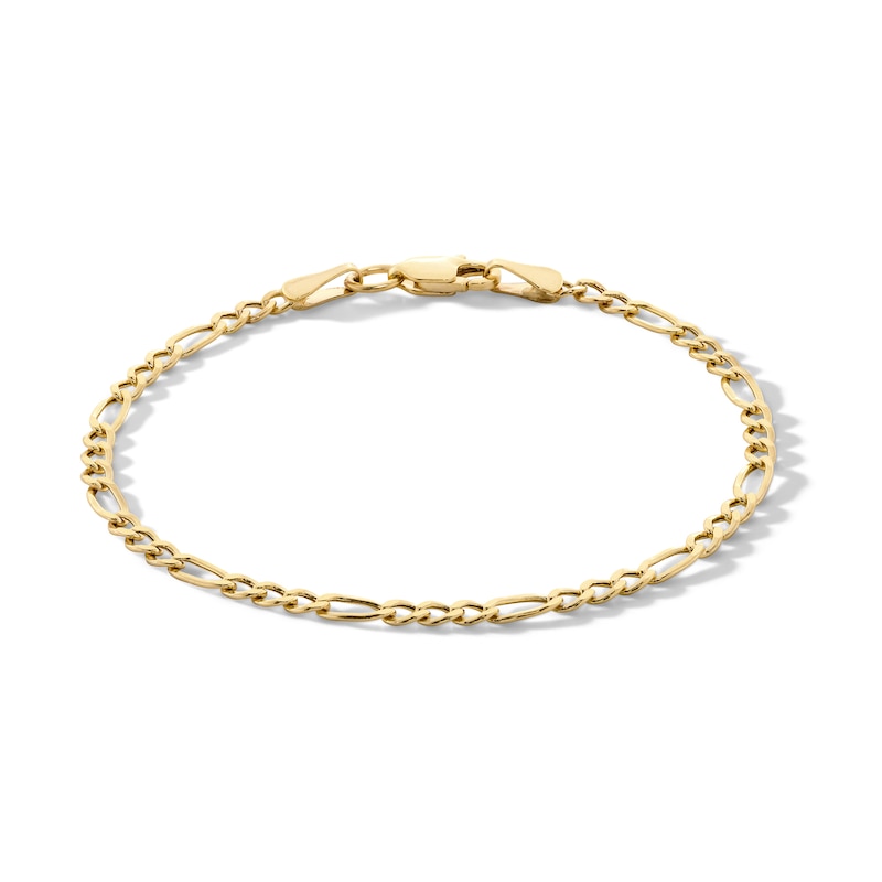Child's 060 Gauge Hollow Figaro 3+1 Chain Bracelet in 10K Hollow Gold - 5.5"