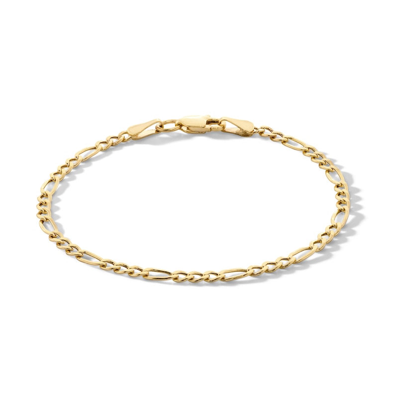 Child's 060 Gauge Hollow Figaro 3+1 Chain Bracelet in 10K Hollow Gold - 5.5"