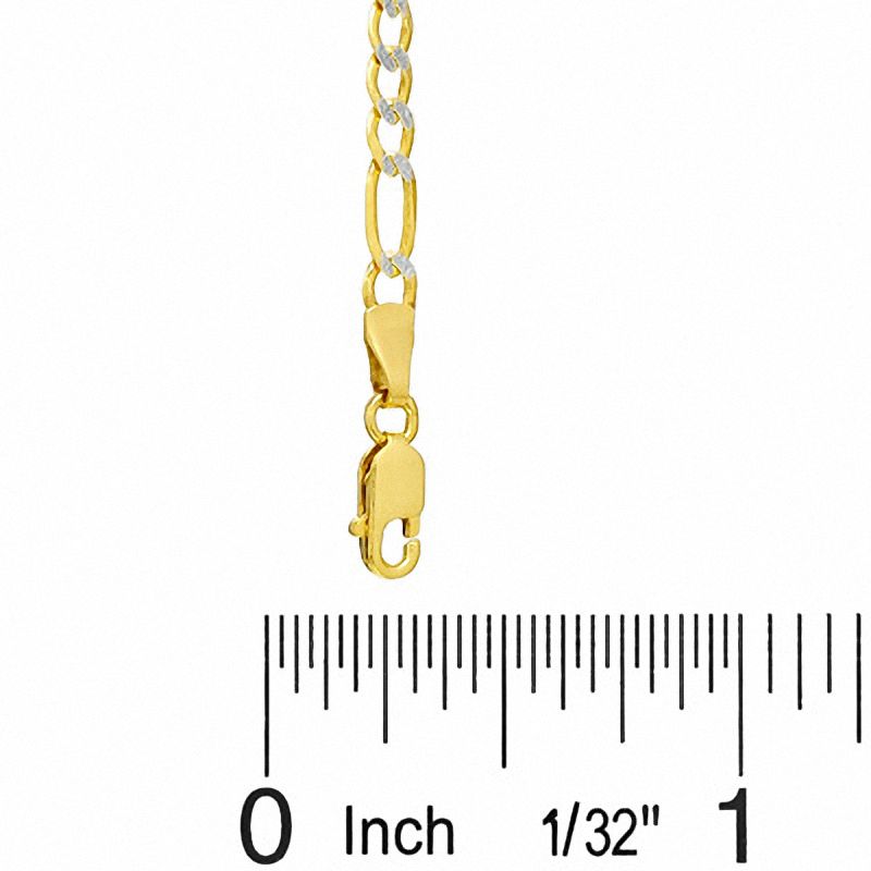 10K Gold 080 Gauge Pavé Figaro Chain Anklet - 11"