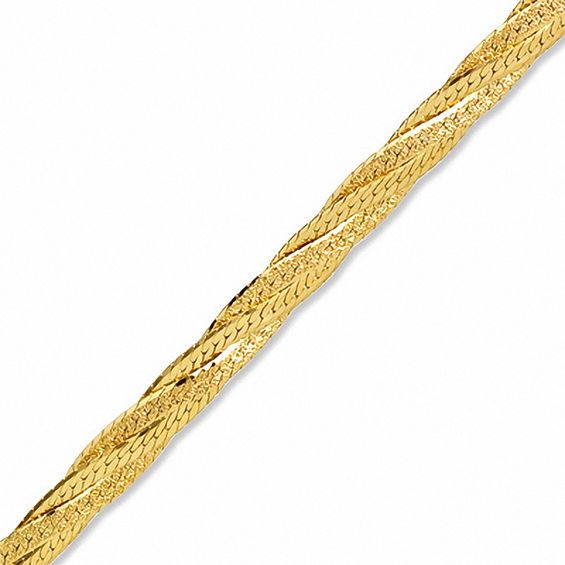 Braided Satin and Shiny Chain Bracelet in 10K Gold