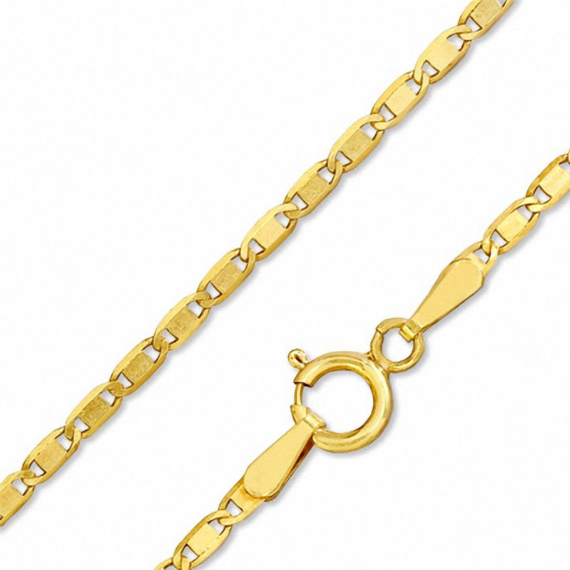 10K Gold 040 Gauge Valentino Chain Anklet - 10"