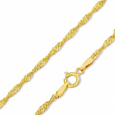 035 Gauge Hollow Singapore Chain Bracelet in 10K Gold - 7"