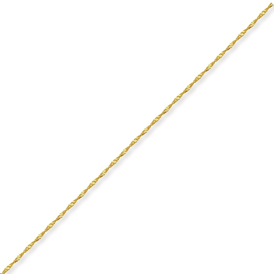 10K Gold 035G Hollow Singapore Chain Anklet - 11"