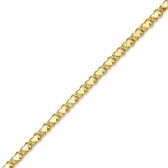 Child's Mirror Heart Bracelet in 10K Gold - 5.5"