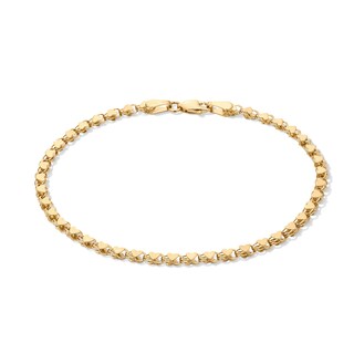 10K Solid Gold Mirror Heart Bracelet - 7"
