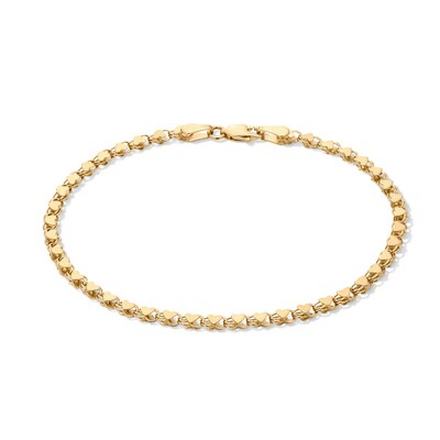 10K Solid Gold Mirror Heart Bracelet - 7"