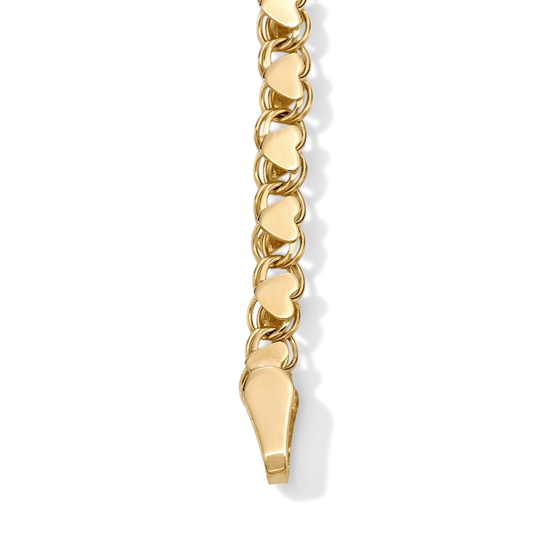 Main Image 4 of 10K Solid Gold Mirror Heart Bracelet - 7"