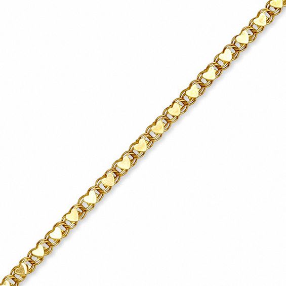 10K Gold Mirror Heart Bracelet - 8"