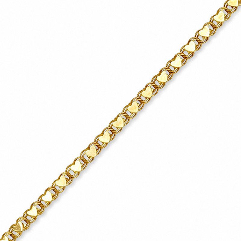 Main Image 1 of 10K Gold Mirror Heart Bracelet - 8"