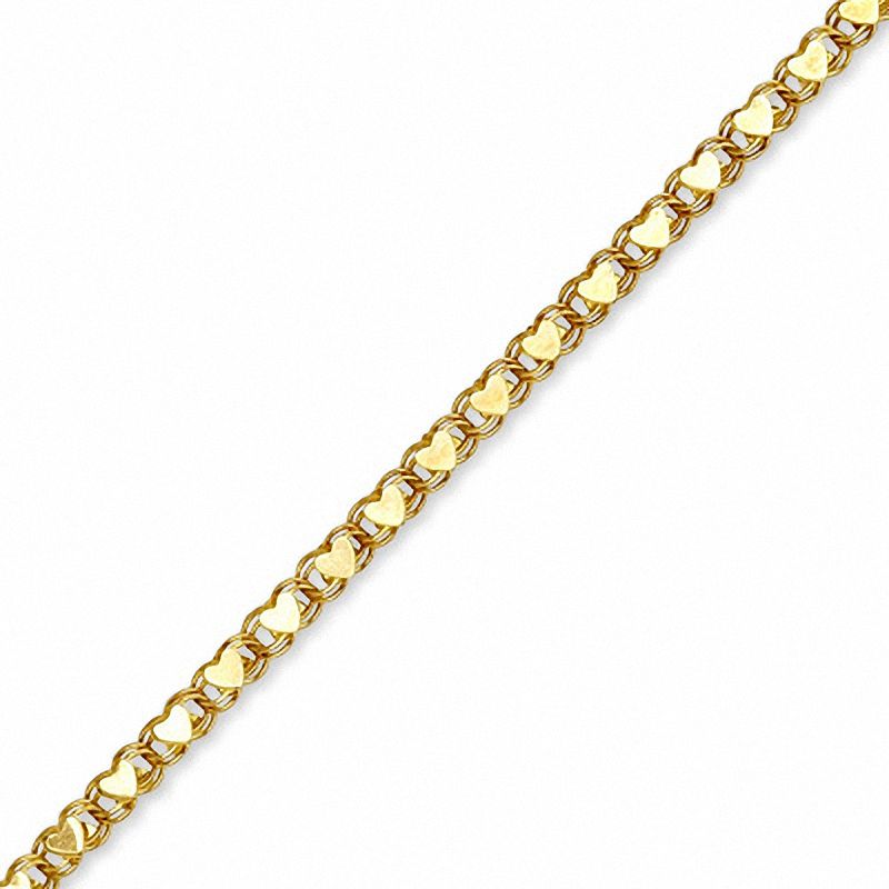 10K Gold Mirror Heart Bracelet - 8"