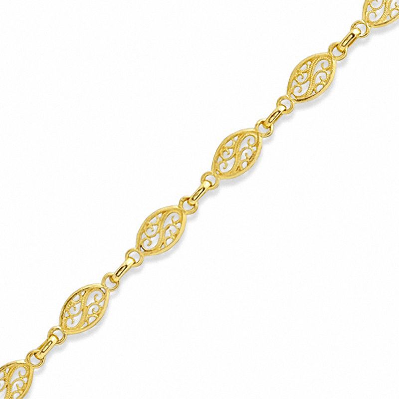 10K Gold Filigree Chain Anklet - 9.5"