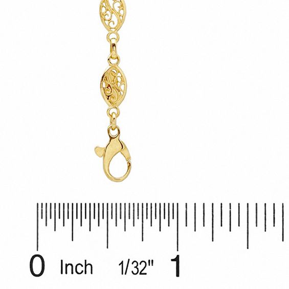 10K Gold Filigree Chain Anklet - 9.5"