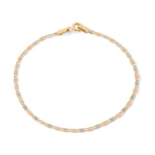 Made in Italy 040 Gauge Pavé Valentino Chain Bracelet In Tri-Tone Gold - 7"