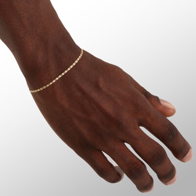 Made in Italy 040 Gauge Pavé Valentino Chain Bracelet In Tri-Tone Gold - 7"