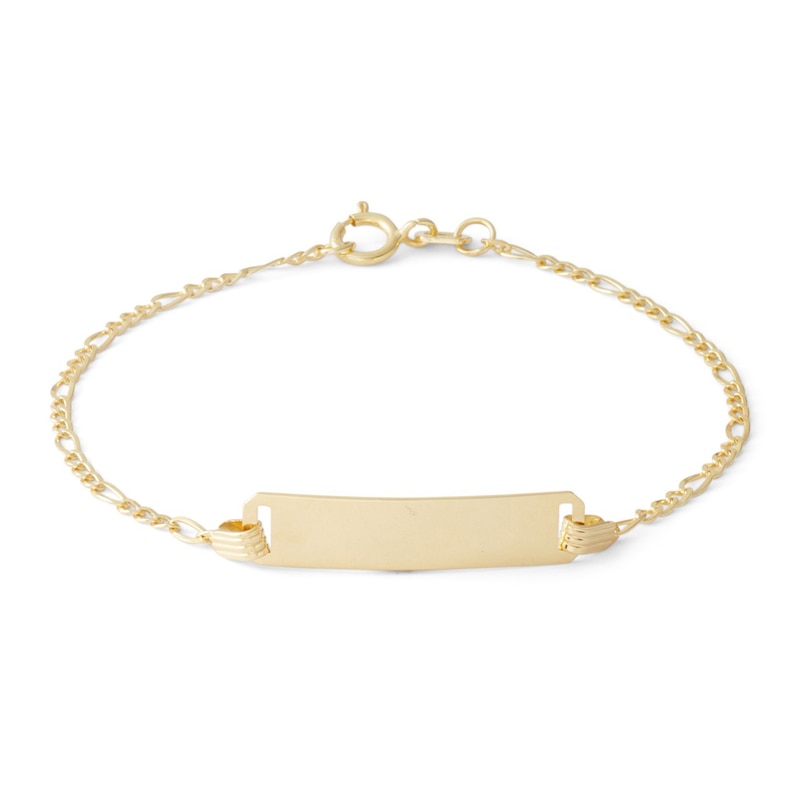 Child's 050 Gauge Figaro 3+1 ID Chain Bracelet in 10K Hollow Gold - 5.5"