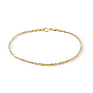 020 Gauge Rope Chain Bracelet in 10K Hollow Gold - 7"