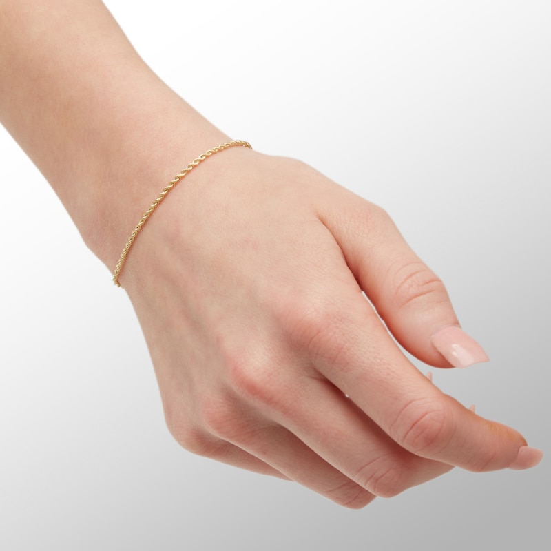 Main Image 3 of 020 Gauge Rope Chain Bracelet in 10K Hollow Gold - 7"
