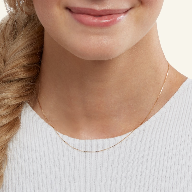 Main Image 3 of 14K Solid Gold Box Chain - 16"