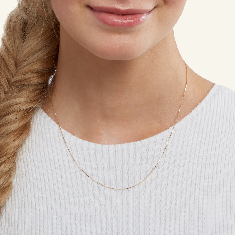 040 Gauge Box Chain Necklace in 14K Solid Gold - 18"