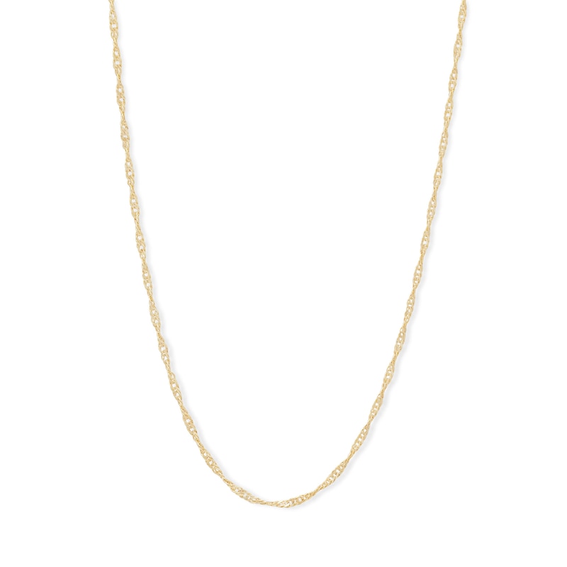 022 Gauge Solid Singapore Chain Necklace in 14K Solid Gold - 18"