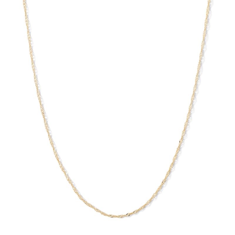 022 Gauge Solid Singapore Chain Necklace in 14K Solid Gold - 18