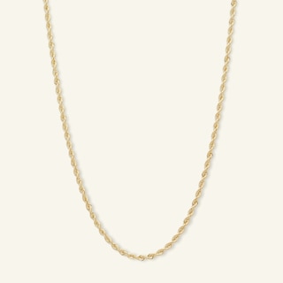 14K Hollow Gold Diamond-Cut Glitter Rope Chain - 20"