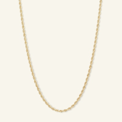 14K Hollow Gold Diamond-Cut Glitter Rope Chain - 20"
