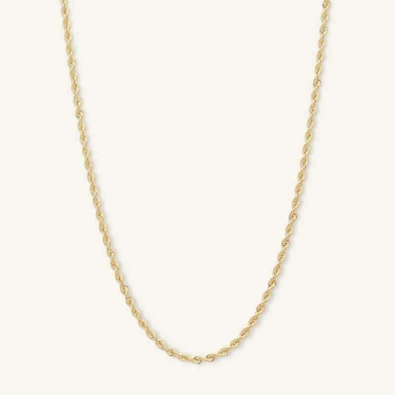 14K Hollow Gold Diamond-Cut Glitter Rope Chain - 20"