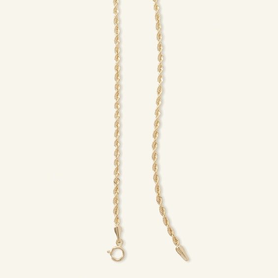 14K Hollow Gold Diamond-Cut Glitter Rope Chain - 20"