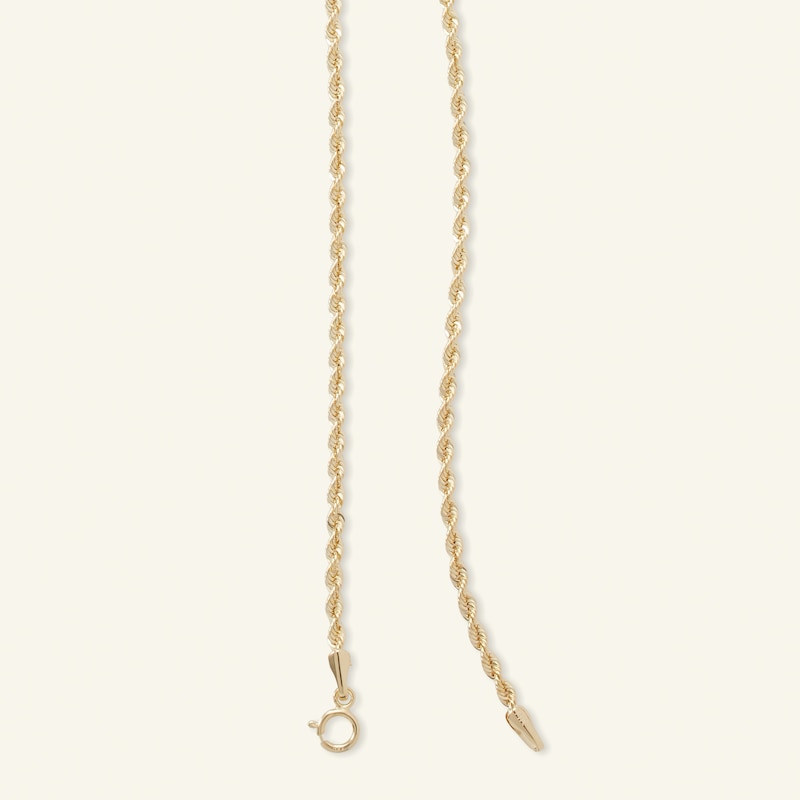 Main Image 2 of 14K Hollow Gold Diamond-Cut Glitter Rope Chain - 20"