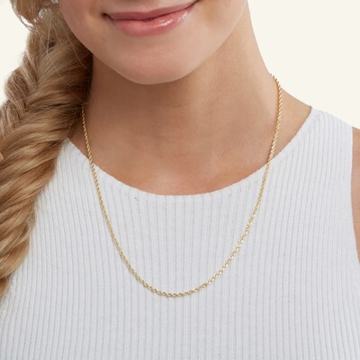 14K Hollow Gold Diamond-Cut Glitter Rope Chain - 20"
