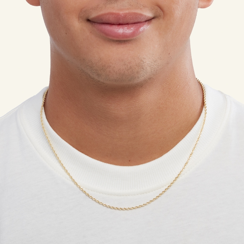 Main Image 4 of 14K Hollow Gold Diamond-Cut Glitter Rope Chain - 20"
