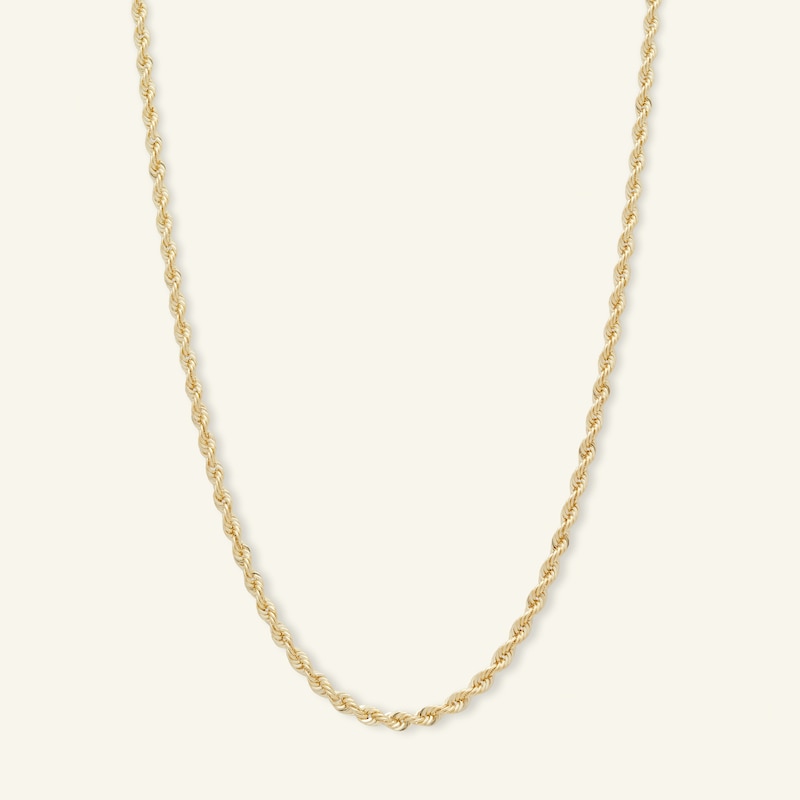 016 Gauge Rope Chain Necklace in 14K Hollow Gold - 22"