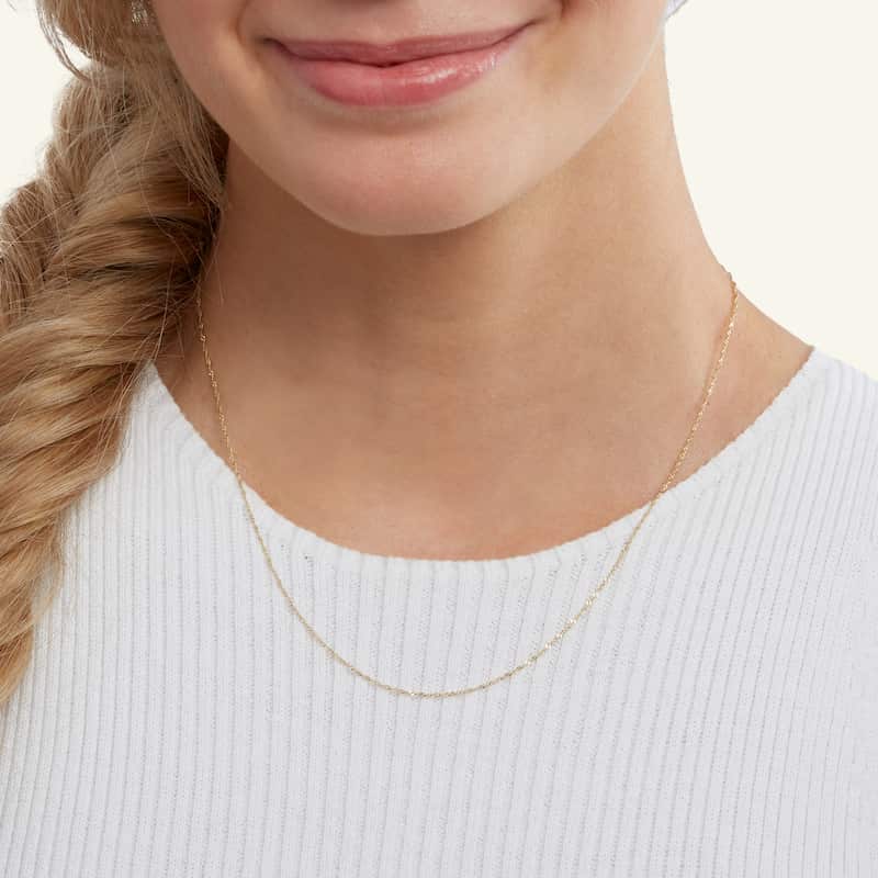 018 Gauge Singapore Chain Necklace in 14K Solid Gold