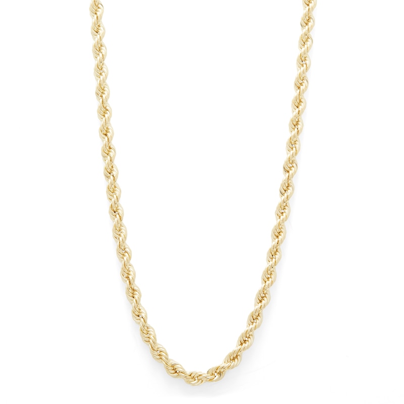028 Gauge Hollow Rope Chain Necklace in 10K Gold - 22"