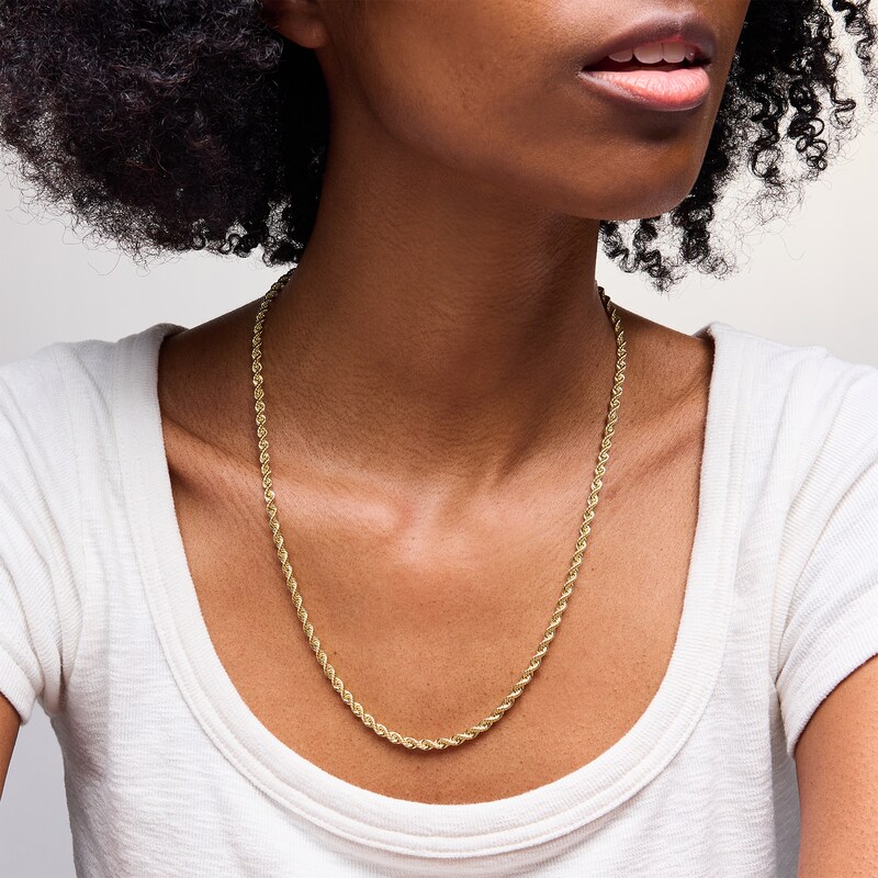 Main Image 2 of 10K Hollow Gold Rope Chain - 22"