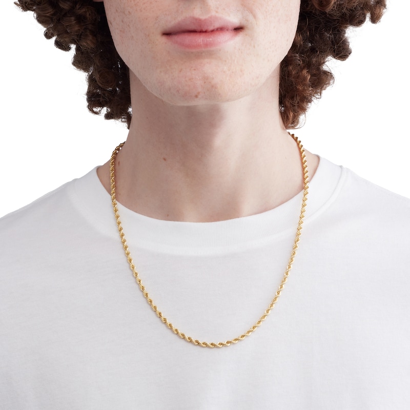 Main Image 3 of 10K Hollow Gold Rope Chain - 22"