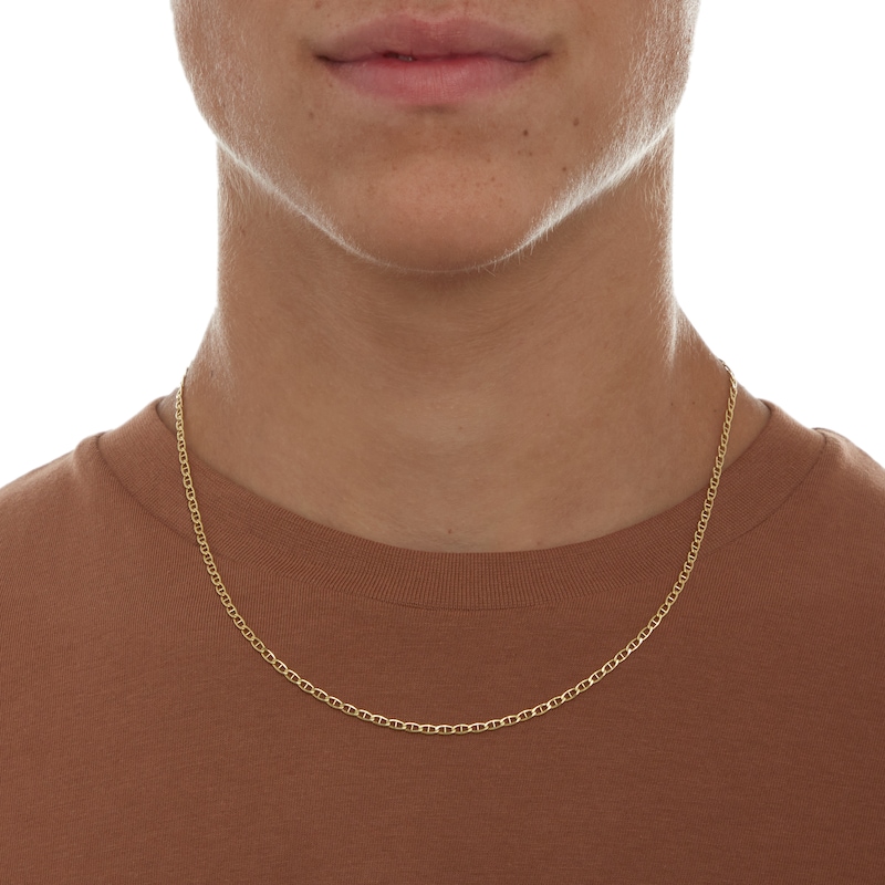 060 Gauge Baby Mariner Chain Necklace in 10K Hollow Gold - 20"